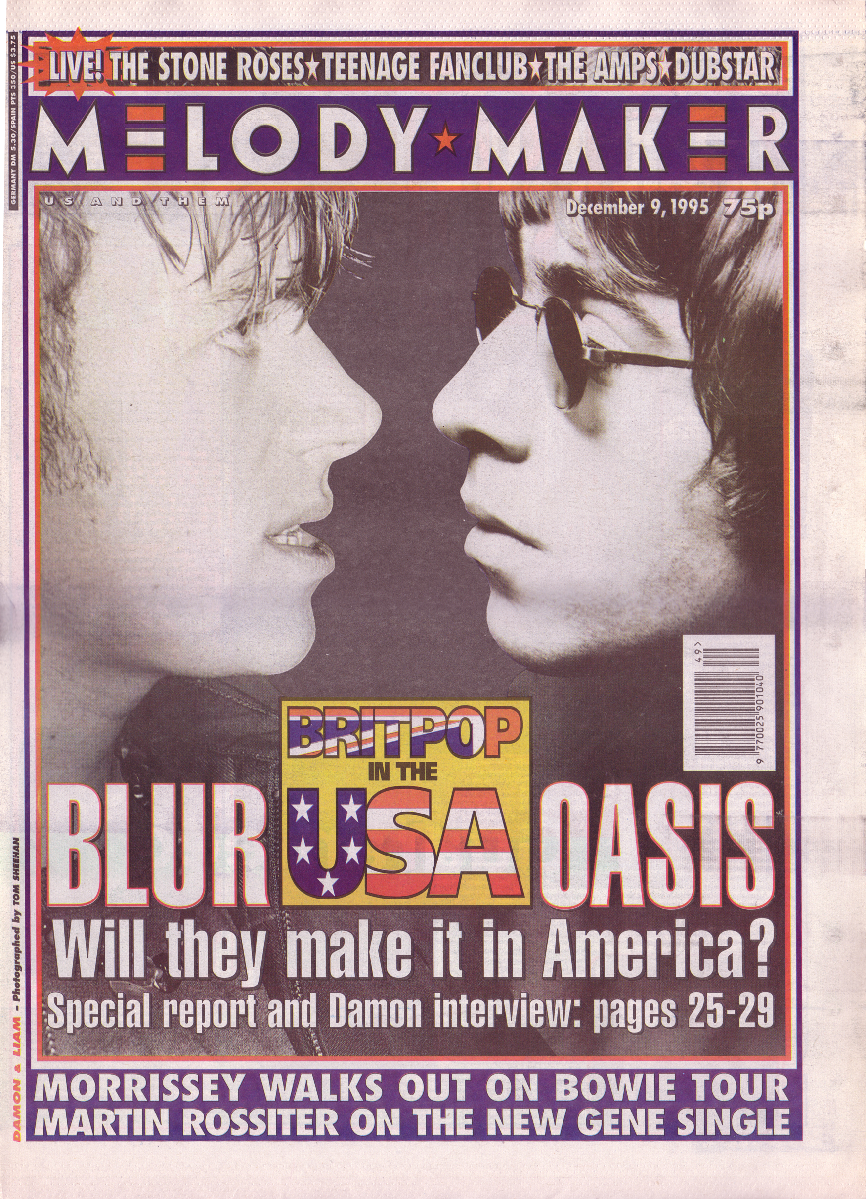 Blur Oasis On The Cover Of Melody Maker 9th December 1995 Oasis